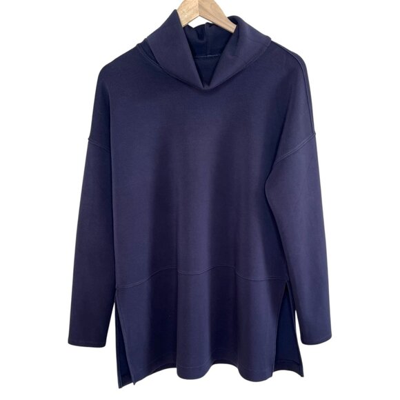 Spanx Womens AirEssentials TurtleNeck Navy blue Pullover Sweatshirt Size Medium - Picture 1 of 14